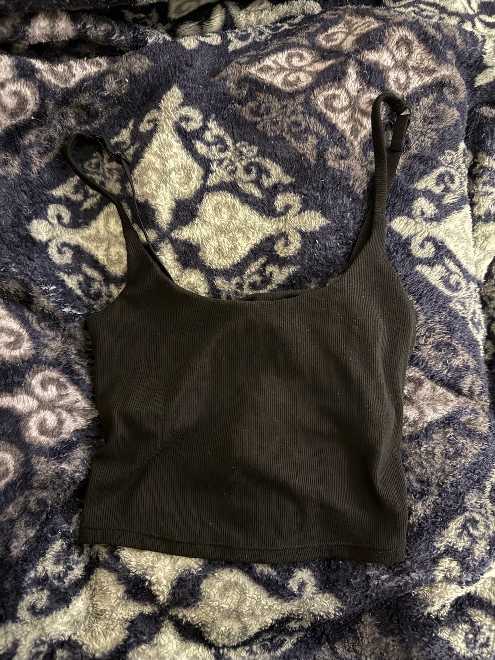 Black Ribbed Tank Top double lined - Women's Simple Crop